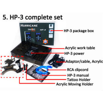 Huracán HP-3 Dual Digital LCD tatuaje fuente de alimentación, fuente de alimentación de la máquina de tatuaje de alta calidad